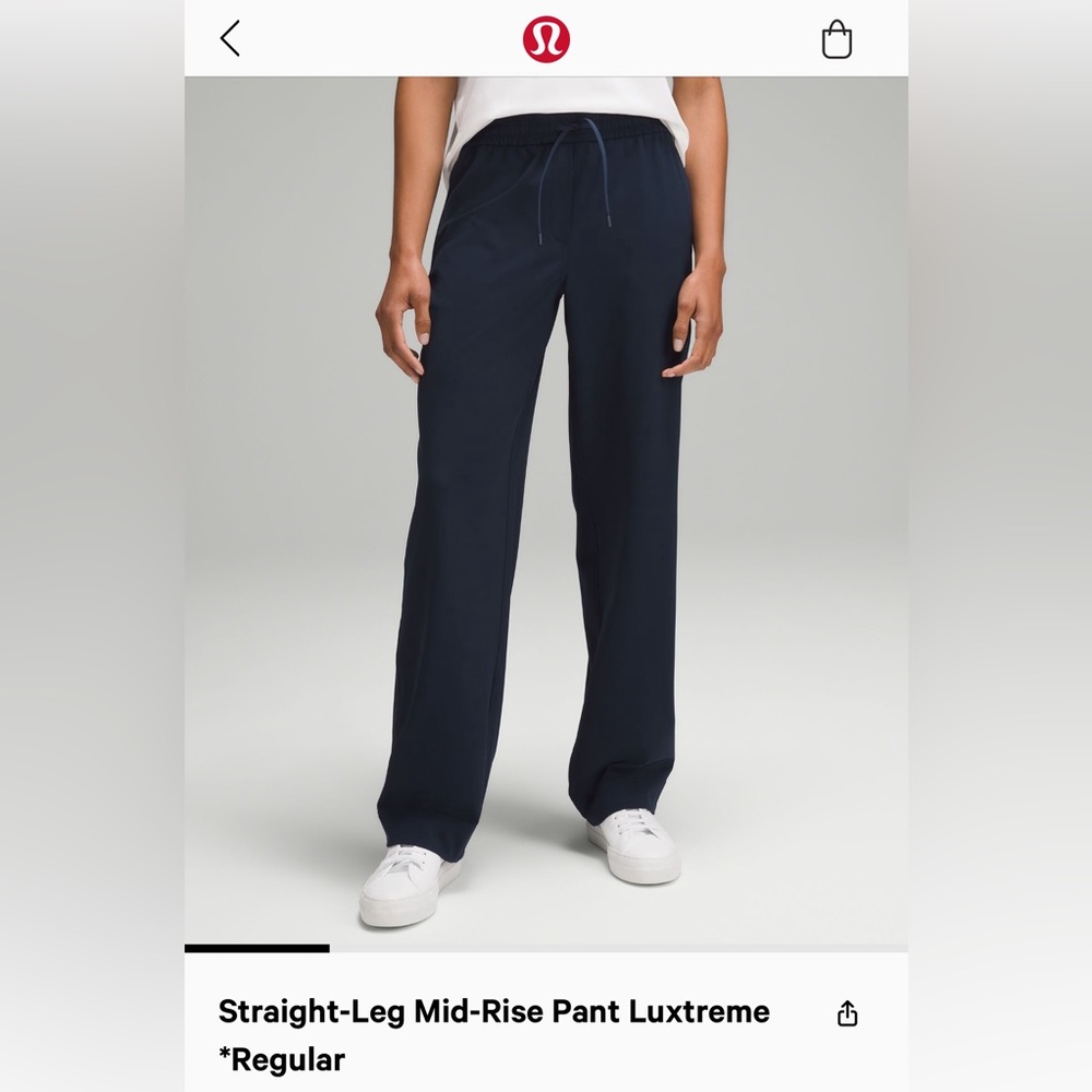 Lululemon size M straight leg mid rise pant regular length- navy